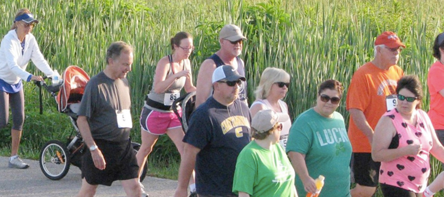 People running a race outside